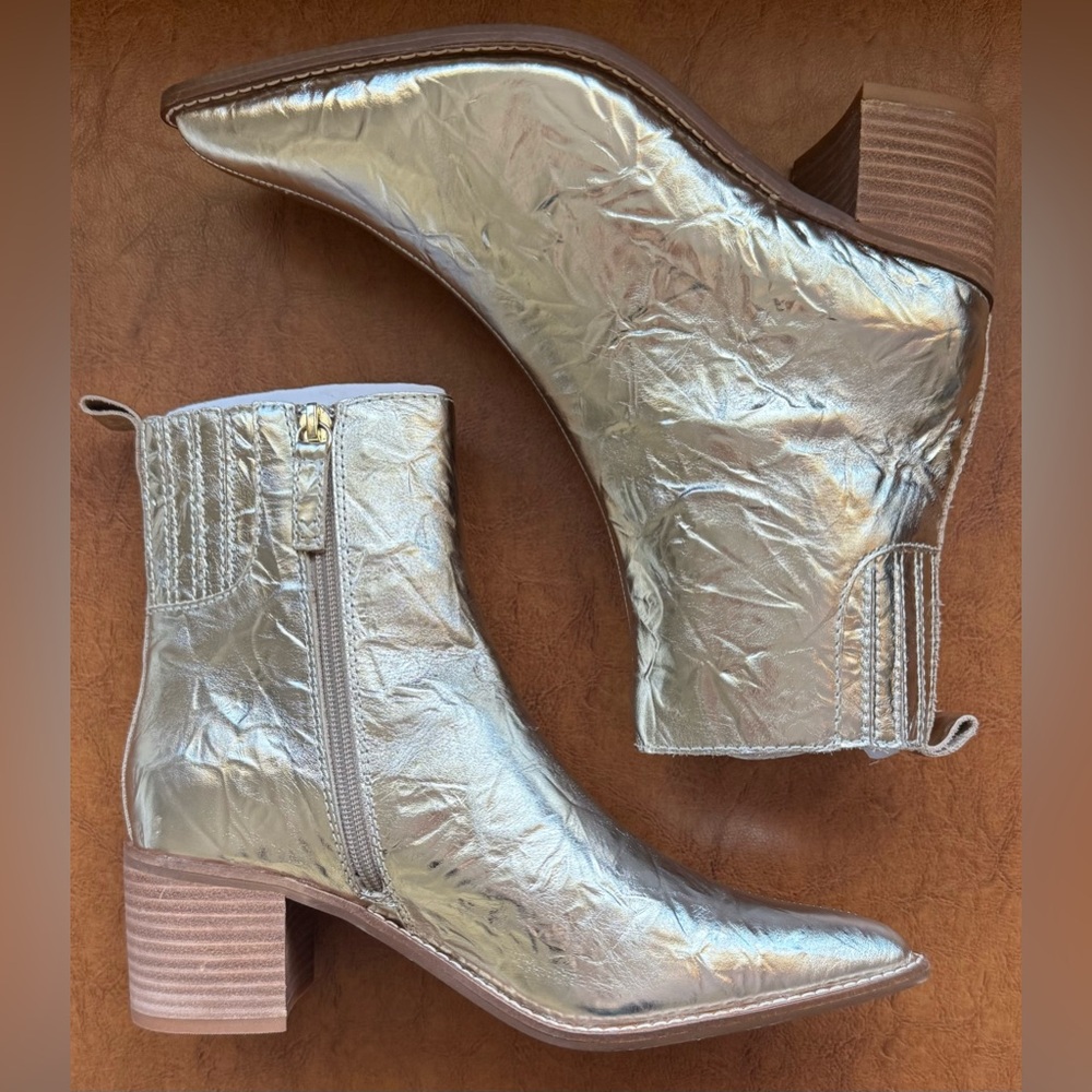 Kelsi Dagger Brooklyn Milly Pointed Toe Bootie Washed Gold Women’s Size 8 NWOB - Picture 6 of 8